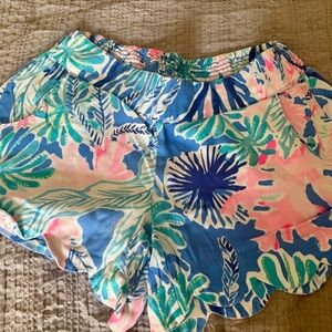 Lilly Pulitzer Blue and Pink Tropical Athletic Shorts